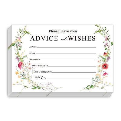 Set of 25 Wildflowers Advice and Wishes Cards - Words of Wisdom Guest Book fo...