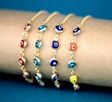 14k Yellow Gold White Gold Evil Eye Bracelet