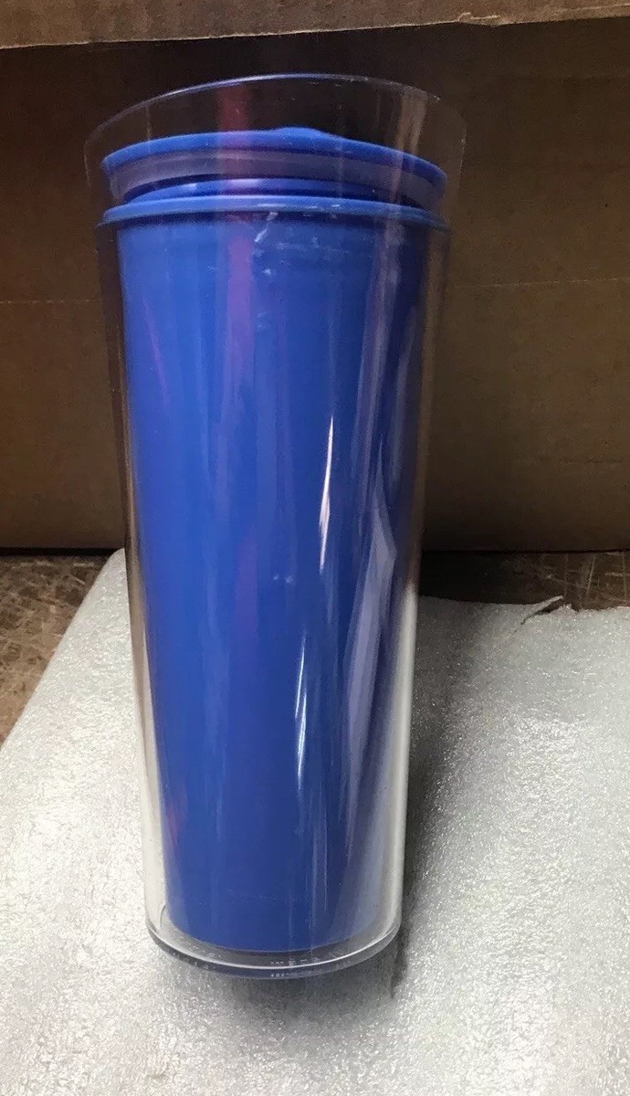 Blue Plastic Beverage Tumblers With Lids