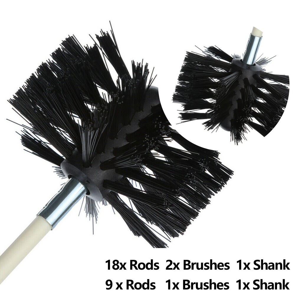 3.8M/7.5M Chimney Sweep Set Flue Sweeping Brush & Rod Kit Soot