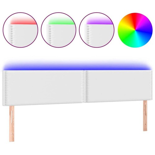 LED Kopfteil Weiß 180x5x78/88 cm Kunstleder - Bild 2 von 6