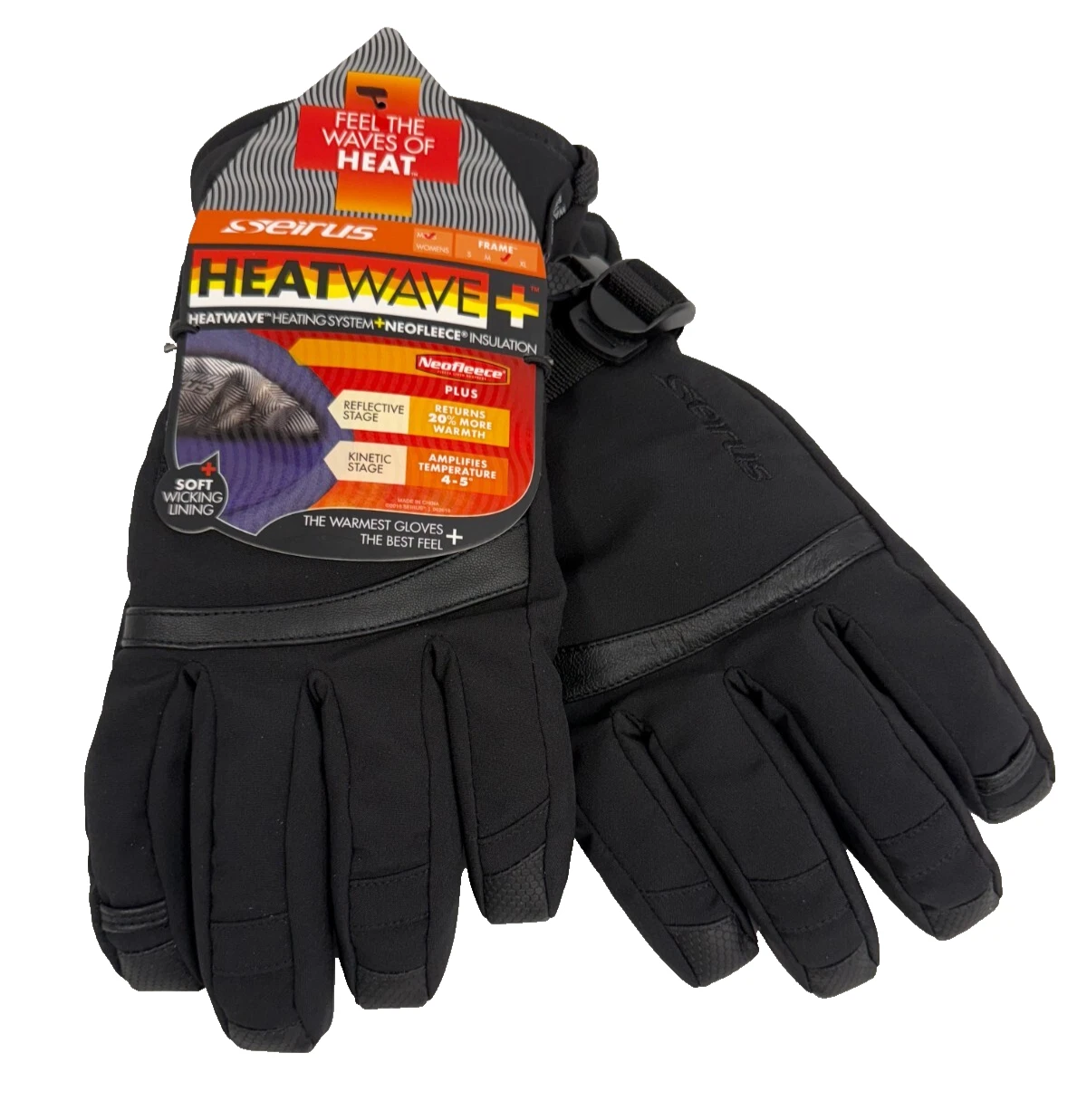 $65 Seirus Heatwave + Ski/Winter Gloves NWT Size Large Men's Black Free Ship