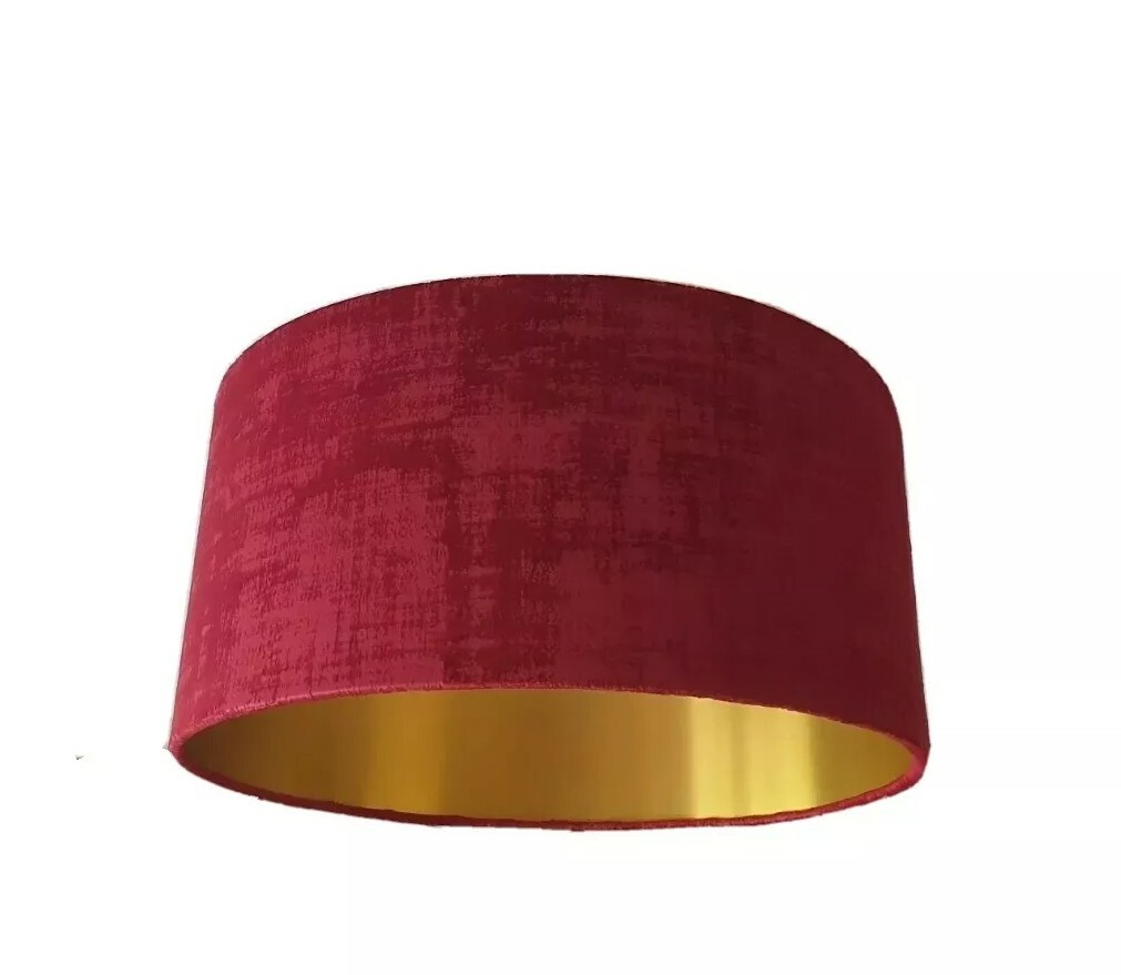 Details zu Rot-Uni Samt Struktur Lampenschirm innen Gold Hängelampe Tischlampe Stehlampe Lagerbestände im Versandhandel