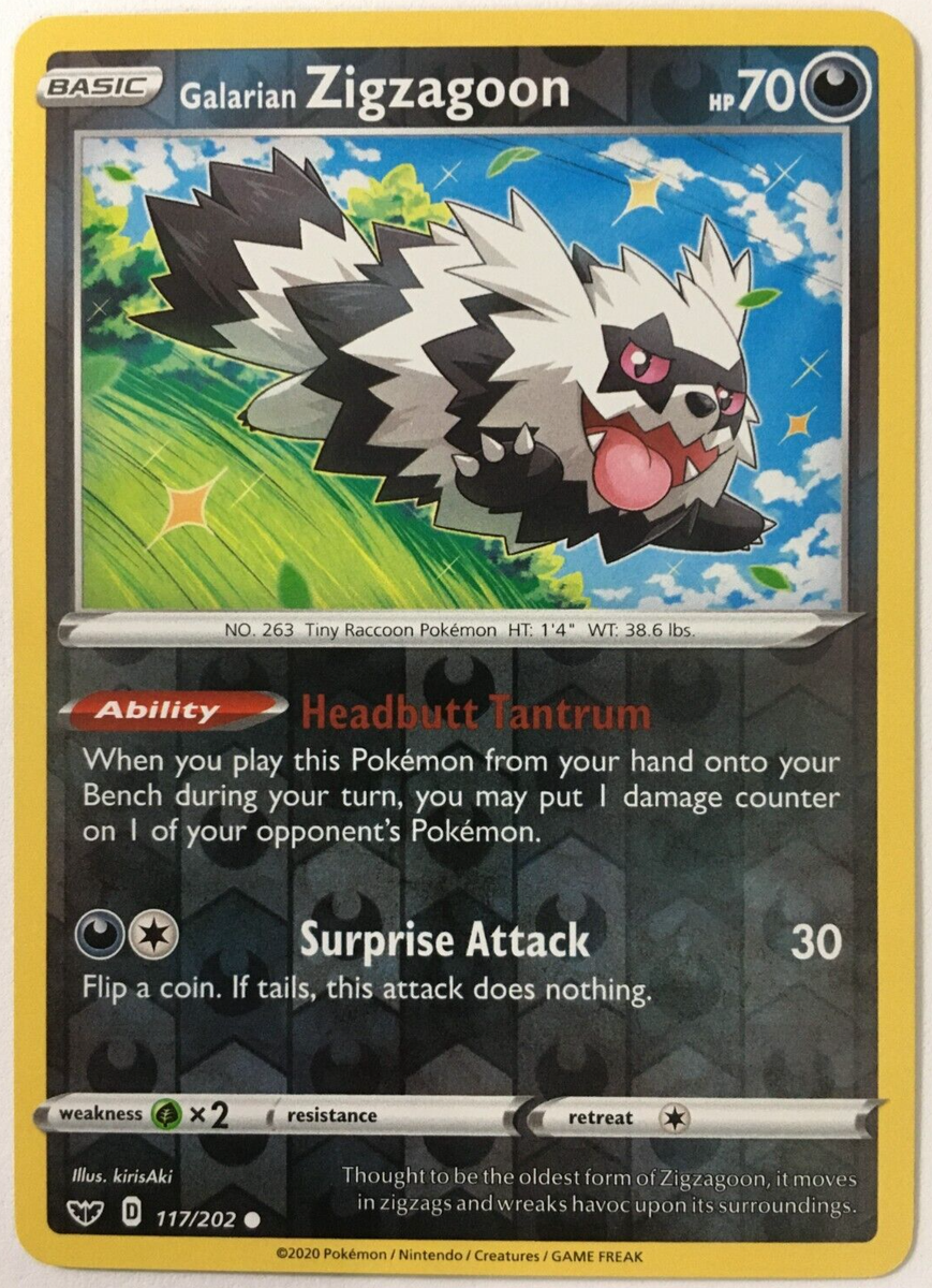 POKEMON GALARIAN ZIGZAGOON 117/202 SWORD & SHIELD COMMON REVERSE