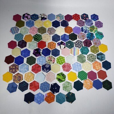 Lot of 100 Hand Made 0.75'' Fabric Hexagons for EPP 100% Cotton