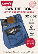 Levi's 501 Original Fit Men's Jeans Button Fly Light Blue Denim 32x32