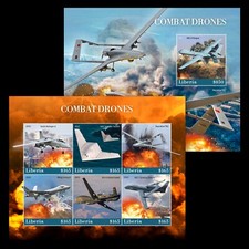 Combat War Drones MNH Stamps 2022 Liberia M/S + S/S