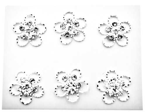 Sparkling Halo Crystal Flower Buttons,Silver Metal, Halo Petals ( 1"d ) 6x - Picture 5 of 5