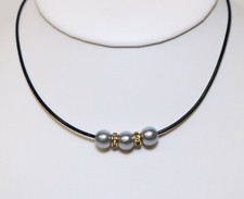 Leather Necklace Beaded Cord Choker Surfer with Silver Lobster clasp- Unisex USA