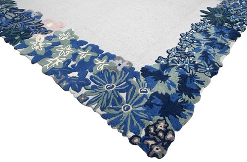 Hand-Tufted floral rug 5x8 ft area rugs beige carpet rug for bedroom living room - Picture 6 of 9