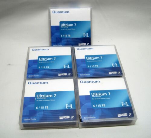 Lot of 5 QUANTUM MR-L7MQN-01 LTO Ultrium-7 Backup Tape Cartridges