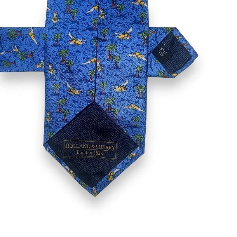 Corbata de seda Holland & Sherry palmeras pájaro de agua hecha en EE. UU. Foto 2 de 4