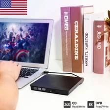 Slim External CD DVD RW Drive USB 3.0 Writer Burner Player for Laptop PC Mac HP