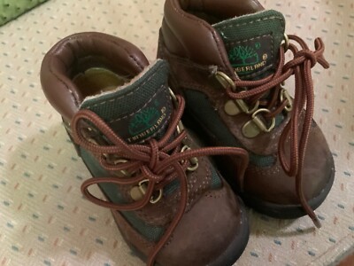 Timberland Field Boots Brown & Green Leather & Mesh 16837, Boy Toddler US 5