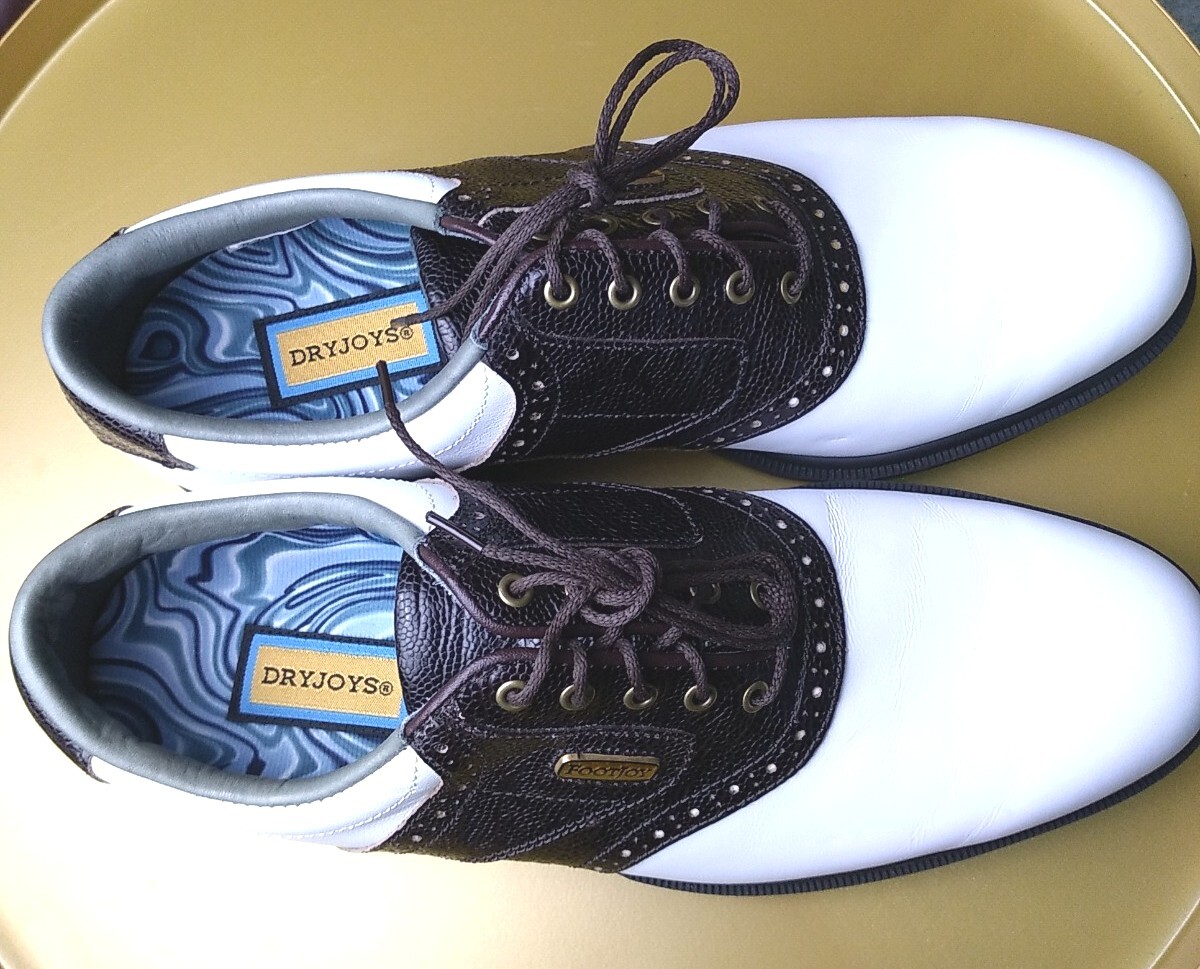 Footjoy White Brown Dry Joys Tour Opti Flex Mens Size 9.5N 