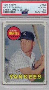 Mickey Mantle 1969 Topps #500 Base (Last Name in Yellow) Price Guide ...