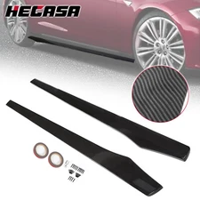 Fits 12-19 Tesla Model S Side Skirt Extension Bottom Lip Pair Carbon Fiber style
