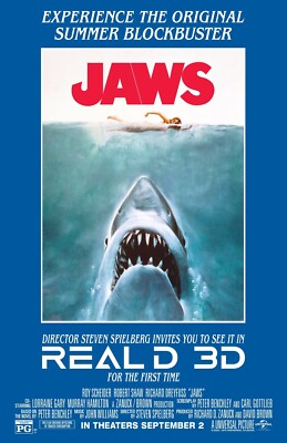 Jaws Movie Poster 1975 (3D) - 11x17 Inches | NEW USA | eBay