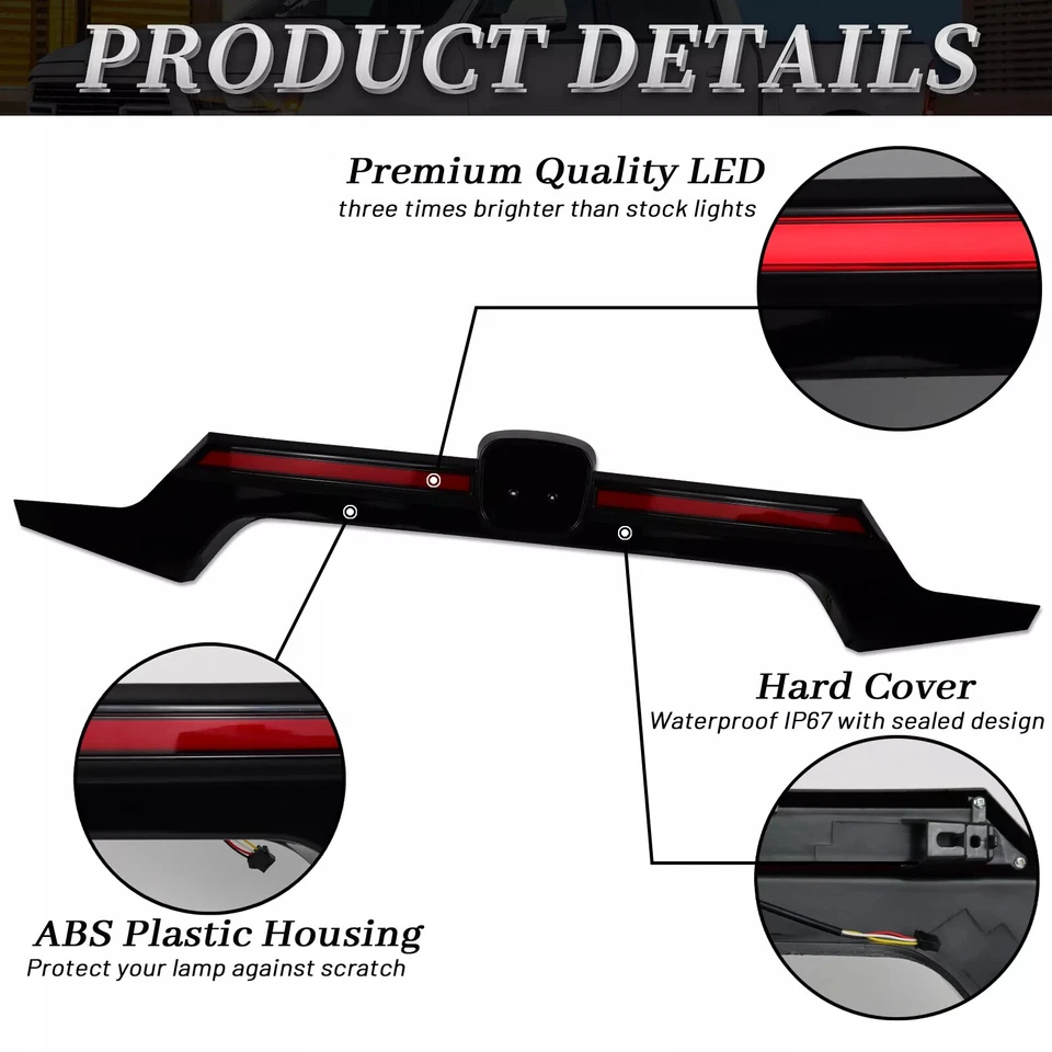 Lâmpada dinâmica respiratória freio lanterna traseira porta-malas LED Honda Accord 2018-2022 - Imagem 3 de 4