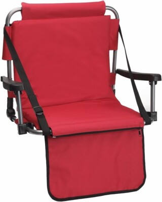Red Stadium Chair / Bleacher Seat - Padded, Adjustable - Final Closeout Pricing
