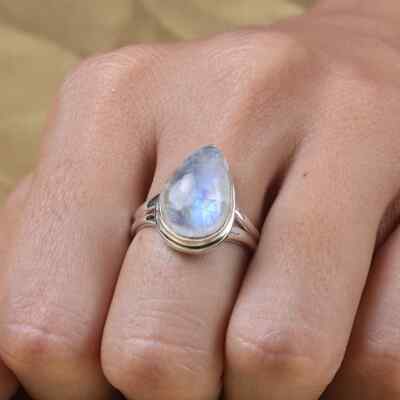 Fabulous Moonstone Gemstone 925 Sterling Silver Handmade Ring All Size B-483