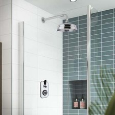 Thermostatic Shower Valve Inc Fixed Head Shower Arm Rose Chrome 8' Head