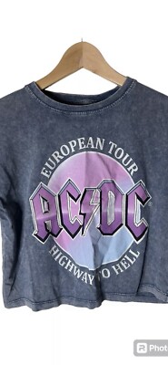 Zara AC/DC Highway To Hell Women's Crop Top - Size 13/14 Blue