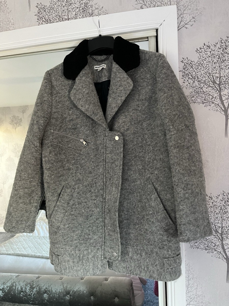 Whistles Grey Wool Coat Size 12 UK