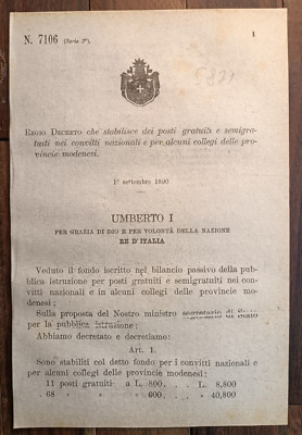 PROVINCES MODENESI 1890 ROYAL DECREE X PLACES NATIONAL CONVITS-5871