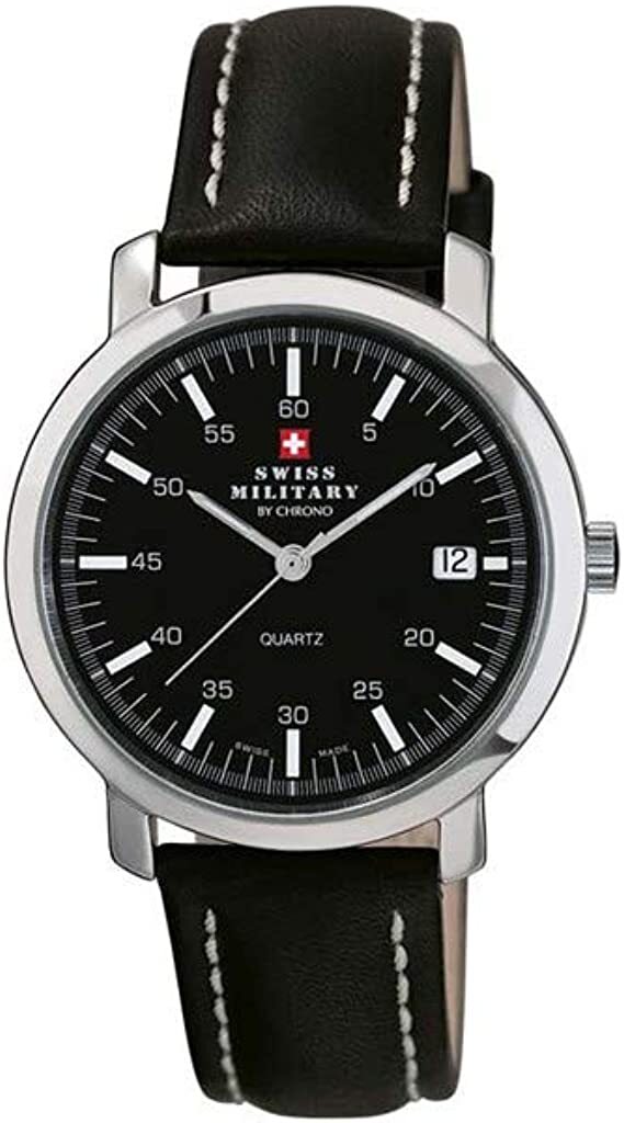 Montre homme Swiss Military 20019ST-1L avec bracelet en cuir noir