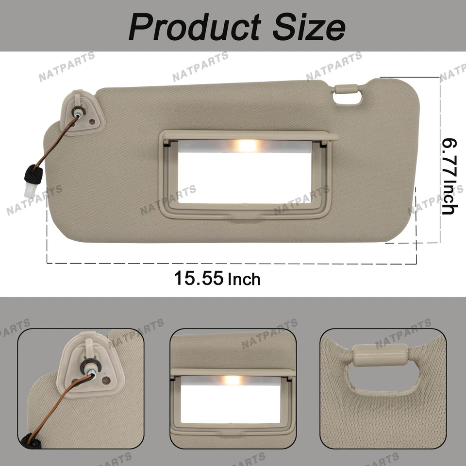 Parasol del lado izquierdo del conductor con luz compatible con Nissan Murano2009-2014 96401-1AA1B Foto 4 de 4