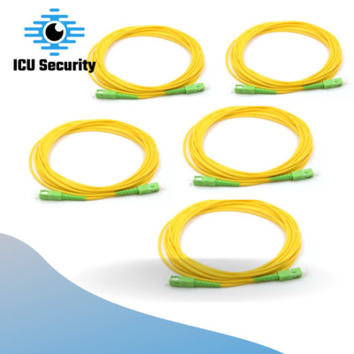 LOT of 5- 5M SC/APC to SC/APC Simplex Single Mode Fiber Optic Patch Cable 1.25mm