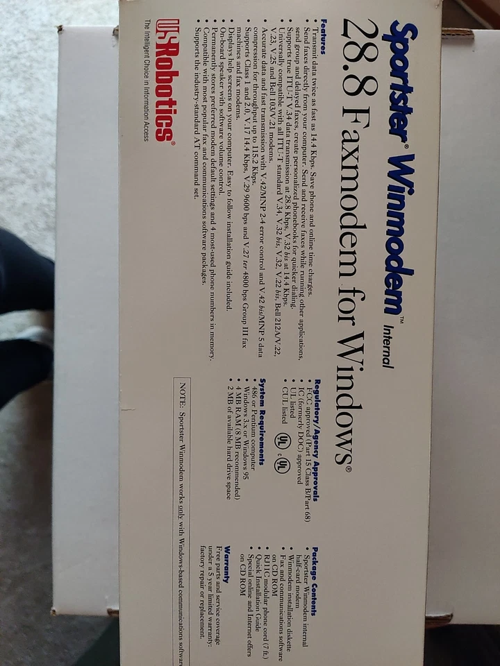 美国机器人 28.8 传真调制解调器 适用于 Windows 型号编号 1125 — 第 2/4 张图片