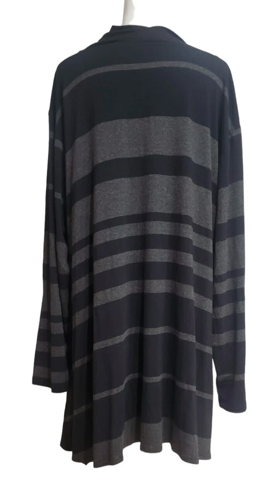 Top túnica cuello capucha a rayas etiqueta negra transparente dobladillo borla asimétrica Foto 3 de 4