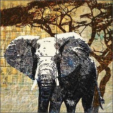 Ceramic Tile Mural Backsplash Manouvrier Elephant Wildlife Art CCI-AM-WS03