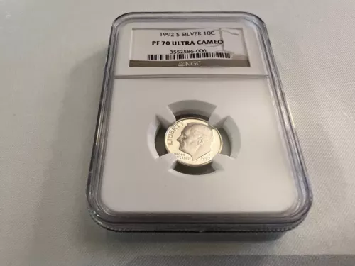 1992-S SILVER ROOSEVELT DIME NGC PF70 ULTRA CAMEO "BROWN LABEL" TOP POP