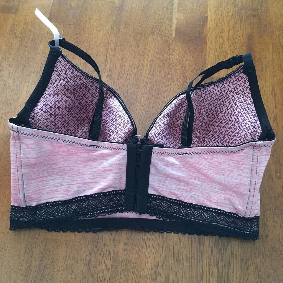 Sujetador Daisy Fuentes 36 D Push Up Mujer Línea Larga Rosa y Negro Con Aros Encaje Foto 3 de 4
