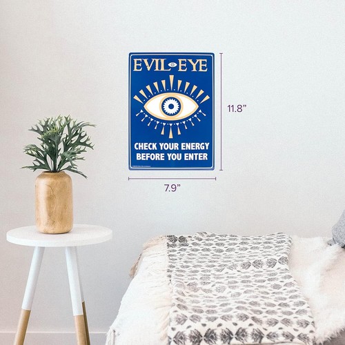 Letrero de metal de hojalata "Mal de ojo - Revisa tu energía antes de entrar" decoración de pared #F-101 - Imagen 5 de 9