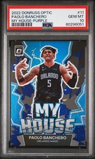 2022 DONRUSS OPTIC PAOLO BANCHERO ROOKIE MY HOUSE PURPLE PRIZM SP #11 RC PSA 10