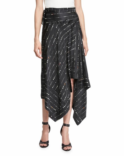 ISABEL MARANT Black Silk Greta Dot Print Asymmetric Midi Long Skirt FR40 US 8 - Picture 5 of 5