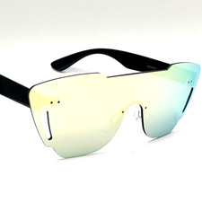 Clubbing Flat Shield Mirrored Ibiza Sunglasses for Men Women Beach Party Glasses