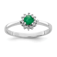 Silver  Round Emerald & Diamond Ring QR2799