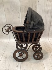Vintage Style Doll Pram Black Hood 