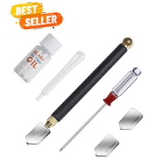 Glass Cutter Tool with Cutting Oil, Professional Glass Cutting Kit with Metal...