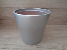 Blumentopf Übertopf aus Keramik Silber 13cm hoch Ø13cm metallischer Glanz