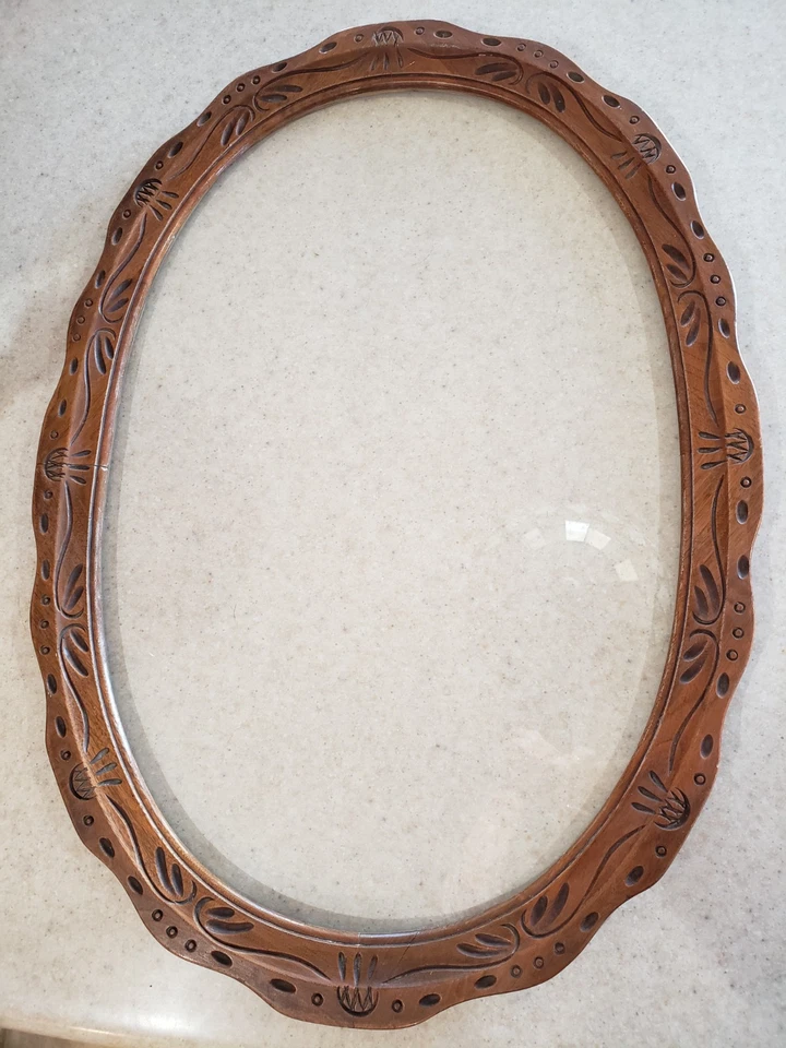 Antique Vintage Walnut Carved Coffee Table With Glass Serving Tray Local Pickup  - Image 2 of 4