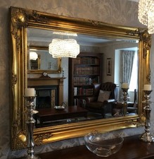 Antique Gold Shabby Chic Ornate Decorative Wall Mirror SWEPT FRAME