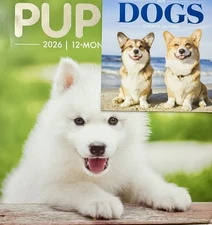 2026 Wall Calendar DOGS & PUPPIES 12 Month 2 Pack FREE SHIPPING