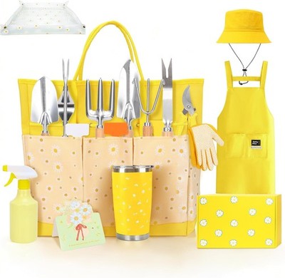 19Pcs Daisy Garden Tool Set Stainless Steel Heavy Duty Gardening Gifts for Women