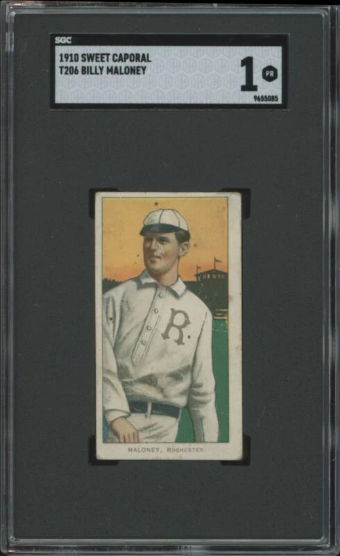 1909 T206 BILLY MALONEY NNO POOR SWEET CAPORAL SGC 1 BASEBALL ROCHESTER BRONCOS